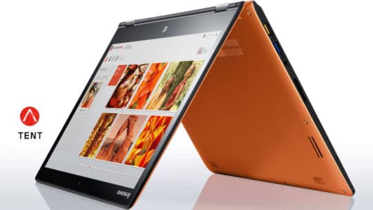 Lenovo Yoga 3 14 convertible laptop - orange tent mode