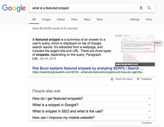 What is Google Featured Snippets