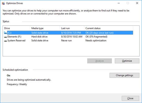 Windows 10 Optimize Drives