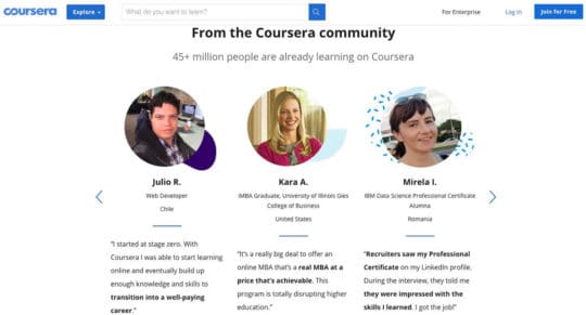 Coursera-landing-page-content