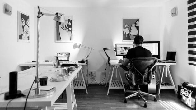 office-desk-computer-business-designer-developer-workspace-gadgets-creative-professionals