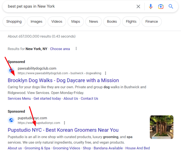 Google-search-ads-best-pet-spas-in-new-york