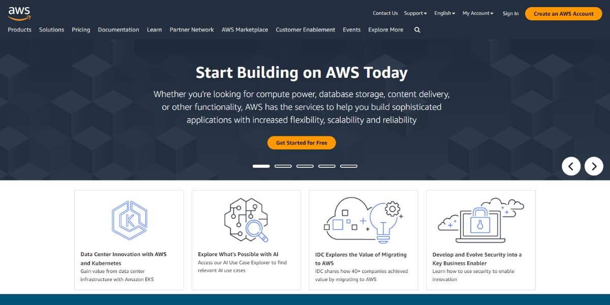 Amazon Web Services AWS Cloud Computing screenshot