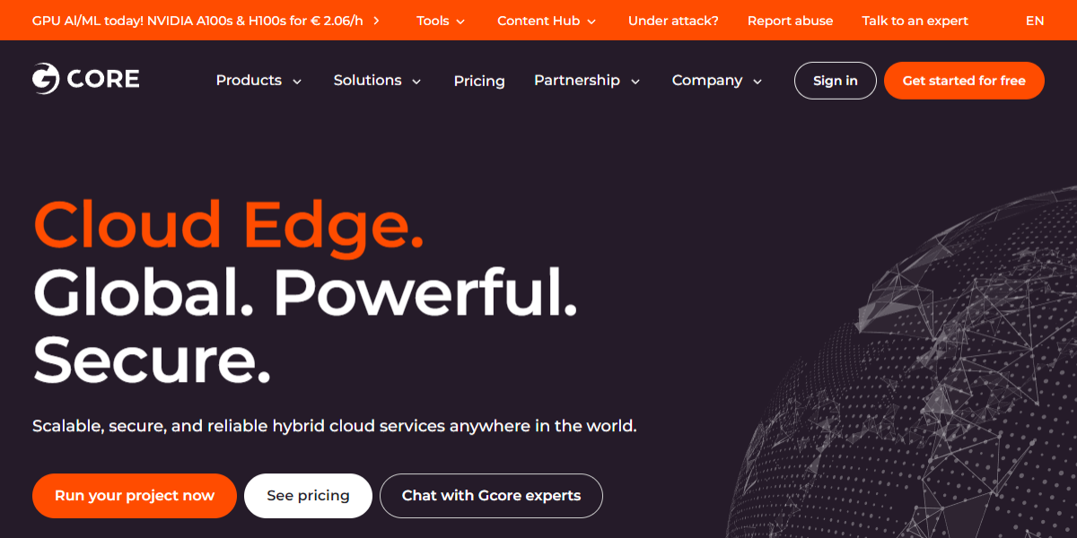 Gcore Cloud services screenshot