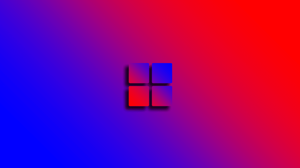 A red and blue background with a windows operating system logo in the middle.