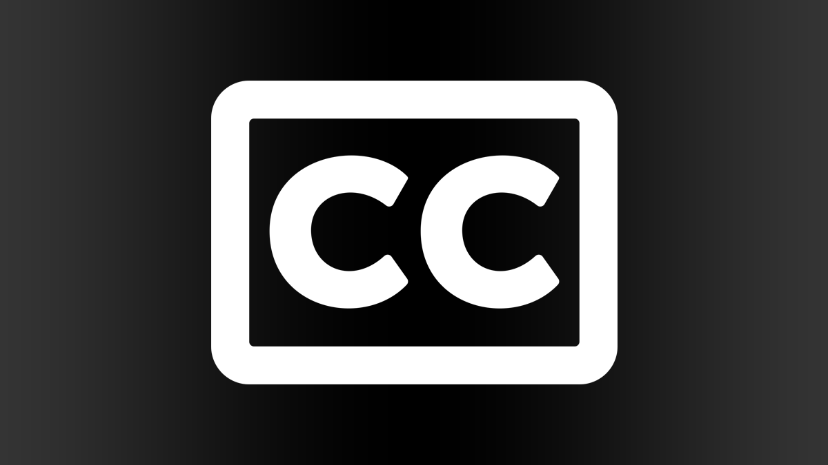 The cc closed captioning logo on a black background.